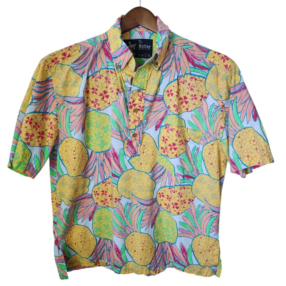 Chubbies "The Nutter" Popover Shirt Pineapple Print Size Large  MADE IN USA